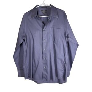 Apt 9 Mens Modern Fit Dress Shirt Purple Herringbone Long Sleeve 16.5 34/35